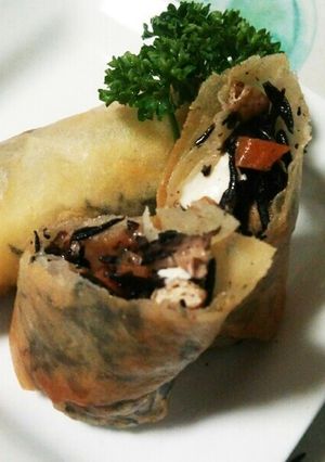 リメイク～ひじきの煮物のクリチ春巻き-レシピのメイン写真