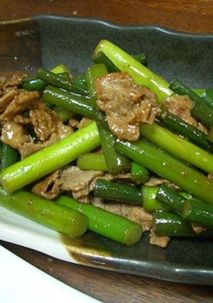 にんにくの芽と豚肉の中華炒め-レシピのメイン写真