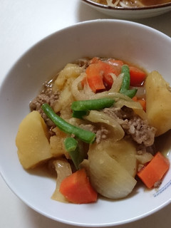 ☆レンジで時短☆牛豚挽き肉で肉じゃが-レシピのメイン写真