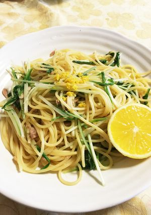 ツナと水菜のゆずパスタ-レシピのメイン写真