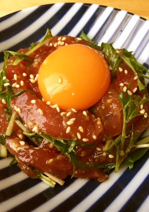 おつまみにも！マグロと水菜の味噌ユッケ-レシピのメイン写真