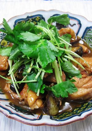 手抜きで簡単！鶏とお茄子のフルーティ煮-レシピのメイン写真