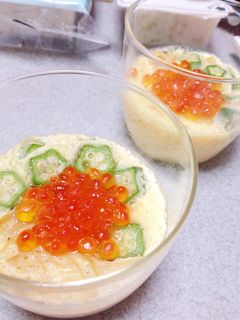 オクラとエノキの茶碗蒸し♡いくら乗せ♪-レシピのメイン写真