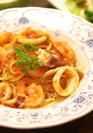 フレッシュトマトと海鮮のスパゲッティーニ-レシピのメイン写真