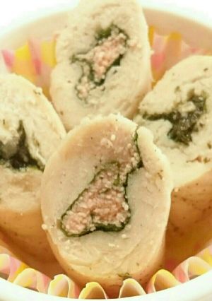 簡単レンチン❤ささみの梅しそ・明太子巻き-レシピのメイン写真