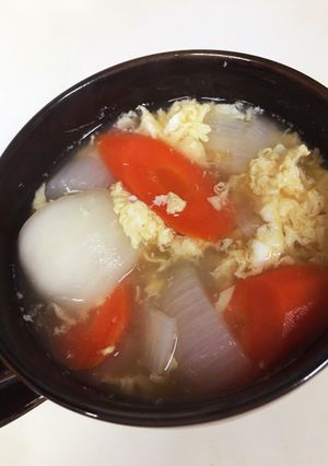 新玉葱と蕪のかき卵スープ-レシピのメイン写真