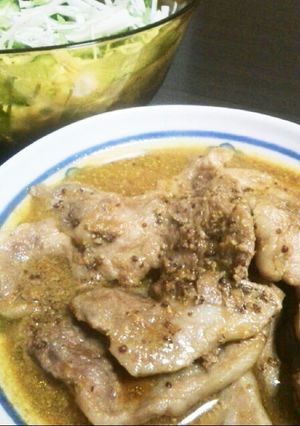 豚と粒ﾏｽﾀｰﾄﾞと焼き肉のﾀﾚと…-レシピのメイン写真