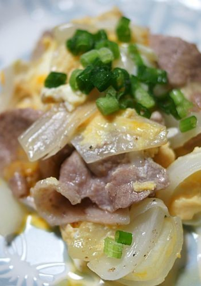 新玉葱と豚肉の卵とじ炒め-レシピのメイン写真