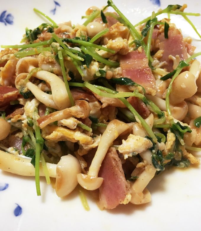 ☆超簡単☆豆苗ベーコンしめじの卵炒め☆-レシピのメイン写真