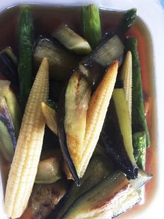 茄子とアスパラとヤングコーンの揚げ浸し-レシピのメイン写真