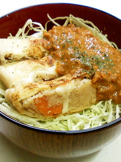 おから煮の揚げ詰め焼き人参カレーソース丼-レシピのメイン写真
