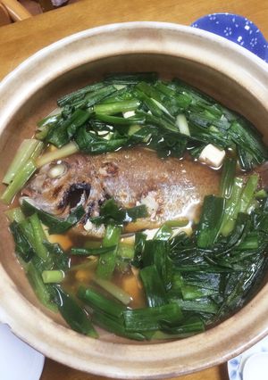 鯛の塩焼きのネギ豆腐煮-レシピのメイン写真