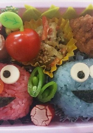 キャラ弁 エルモ クッキーモンスター-レシピのメイン写真