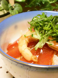 ぱぱっと!マグロとエビの漬け丼-レシピのメイン写真