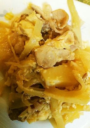 フライパンひとつで　竹の子と豚肉の卵炒め-レシピのメイン写真