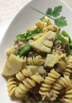 たけのことスナップエンドウのクミンパスタ-レシピのメイン写真