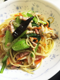 野菜たっぷりペペロンチーノ-レシピのメイン写真