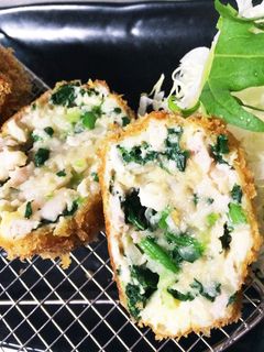 ほうれん草と新玉ねぎ☆まるまるメンチカツ-レシピのメイン写真