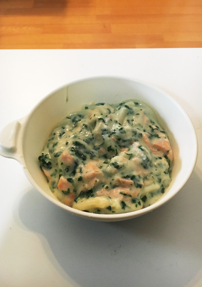 完了期☆鮭とほうれん草のクリームうどん-レシピのメイン写真