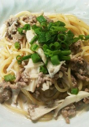 焼肉のたれで～きのこミートクリームパスタ-レシピのメイン写真
