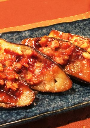 ひき肉入り味噌ダレを合わせた茄子田楽-レシピのメイン写真