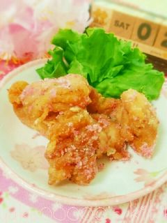 お花見・春の行楽弁当に♪鶏の桜塩唐揚げ-レシピのメイン写真