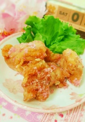 お花見・春の行楽弁当に♪鶏の桜塩唐揚げ-レシピのメイン写真