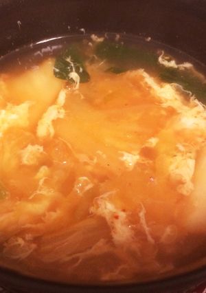 ピリ辛！キムチ＋たまごスープ-レシピのメイン写真