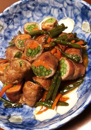 照り焼き風！インゲン豆の肉巻き-レシピのメイン写真