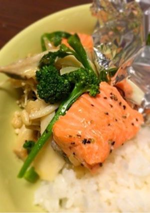 キノコと虹鱒の菜の花バター炒め-レシピのメイン写真