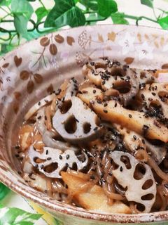 蓮根と糸蒟蒻の甘辛炒め煮♡-レシピのメイン写真