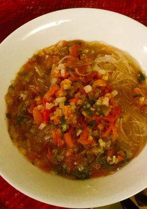 エビ出汁の トマトとセロリの春雨スープ-レシピのメイン写真