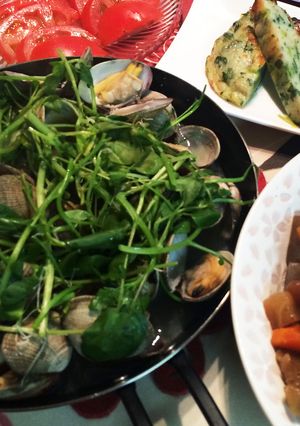 浅利とクレソンの白ワイン蒸し-レシピのメイン写真