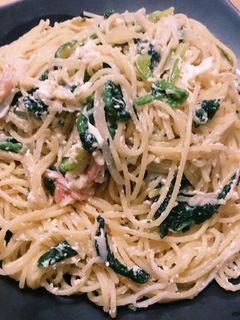 ぴよちゃんのほうれん草クリームパスタ-レシピのメイン写真