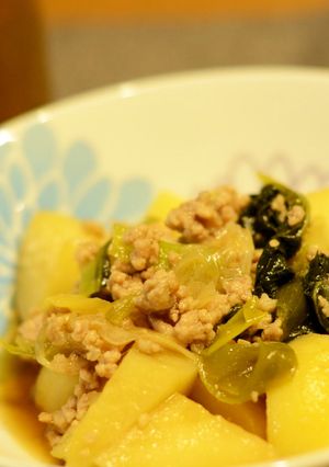 じゃがいもとそぼろのひげ茶風味煮-レシピのメイン写真