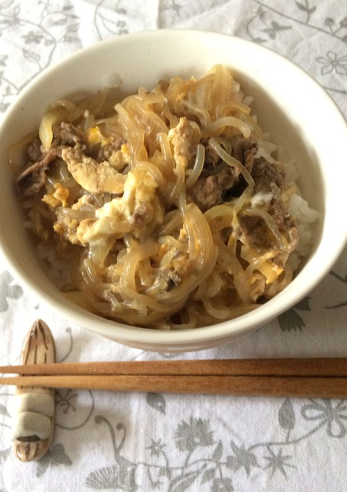 しらたきたっぷり卵とじ牛丼-レシピのメイン写真