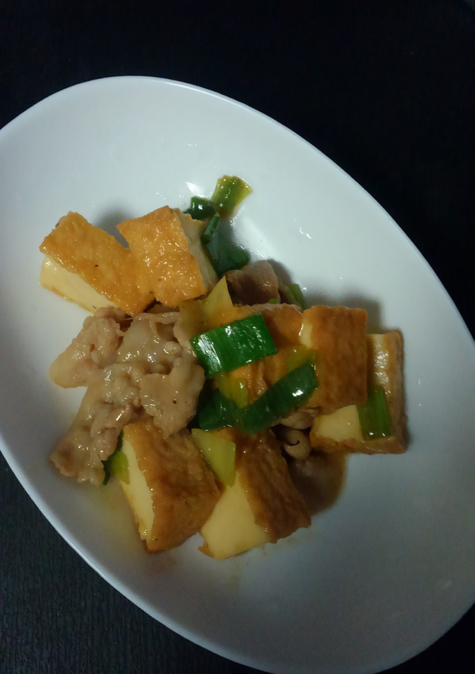 豚バラ肉と厚揚げのネギ炒め♪-レシピのメイン写真
