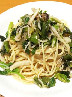 柚子胡椒風味高菜と菜の花の和風冷製パスタ-レシピのメイン写真