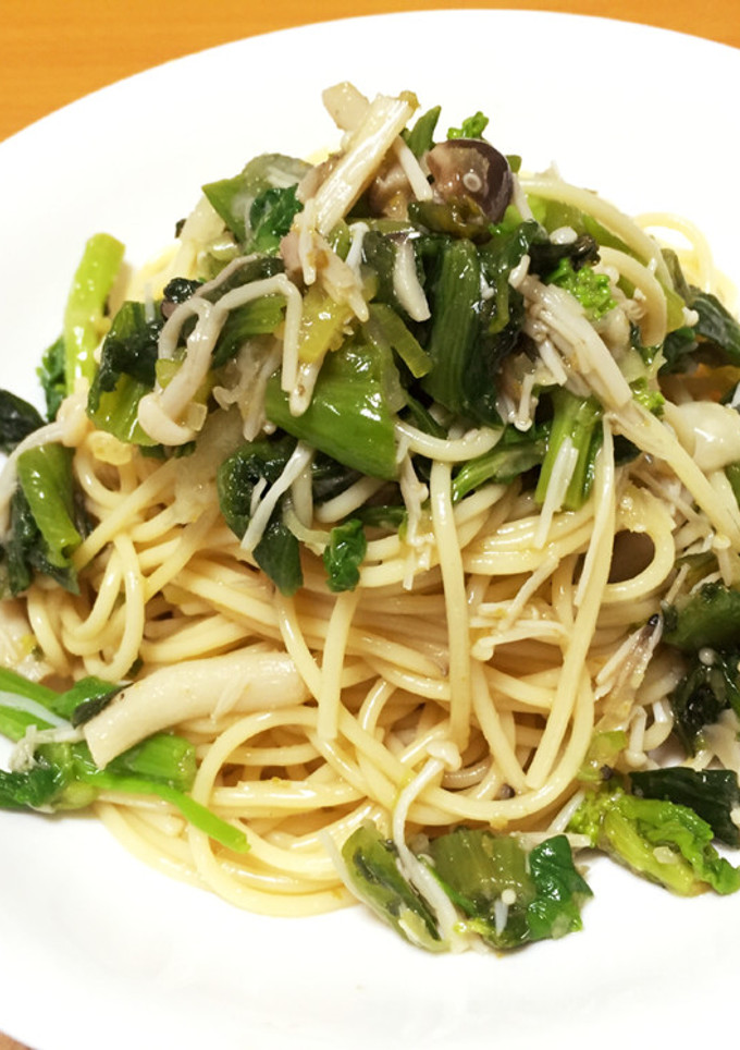 柚子胡椒風味高菜と菜の花の和風冷製パスタ-レシピのメイン写真