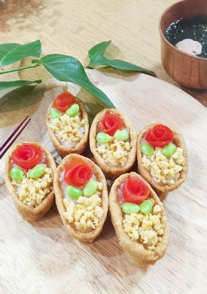 母の日に♡トマトのお花deオープン稲荷-レシピのメイン写真