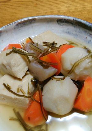 味付は塩昆布　高野豆腐と根菜の煮物-レシピのメイン写真