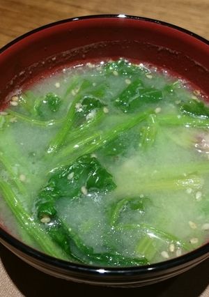 減塩ホウレン草のお味噌汁-レシピのメイン写真
