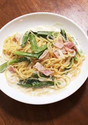 小松菜とベーコンのワンポットパスタ-レシピのメイン写真
