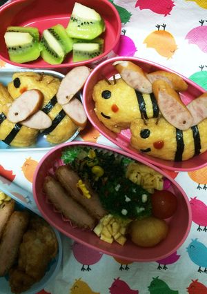 春のキャラ弁〜簡単可愛いミツバチ稲荷-レシピのメイン写真