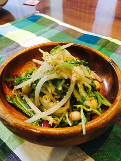 水菜と豆、もやしの中華風胡麻和え-レシピのメイン写真