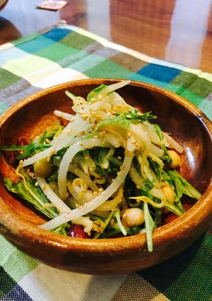 水菜と豆、もやしの中華風胡麻和え-レシピのメイン写真