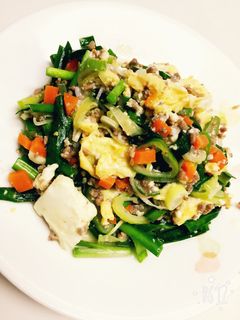 簡単ヘルシー♡ニラ卵豆腐のふんわり炒め煮-レシピのメイン写真
