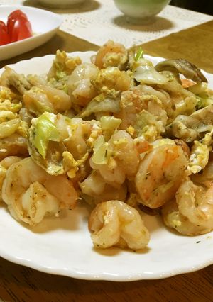春色♪海老と舞茸の炒め物♪糖質オフ♪-レシピのメイン写真