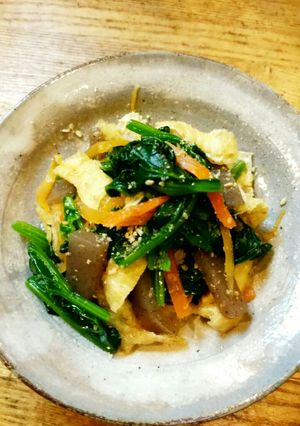 油揚げと蒟蒻のホウレン草の胡麻和え-レシピのメイン写真