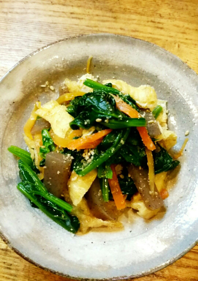油揚げと蒟蒻のホウレン草の胡麻和え-レシピのメイン写真